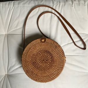 Bali Handwoven Rattan Round Crossbody Bag